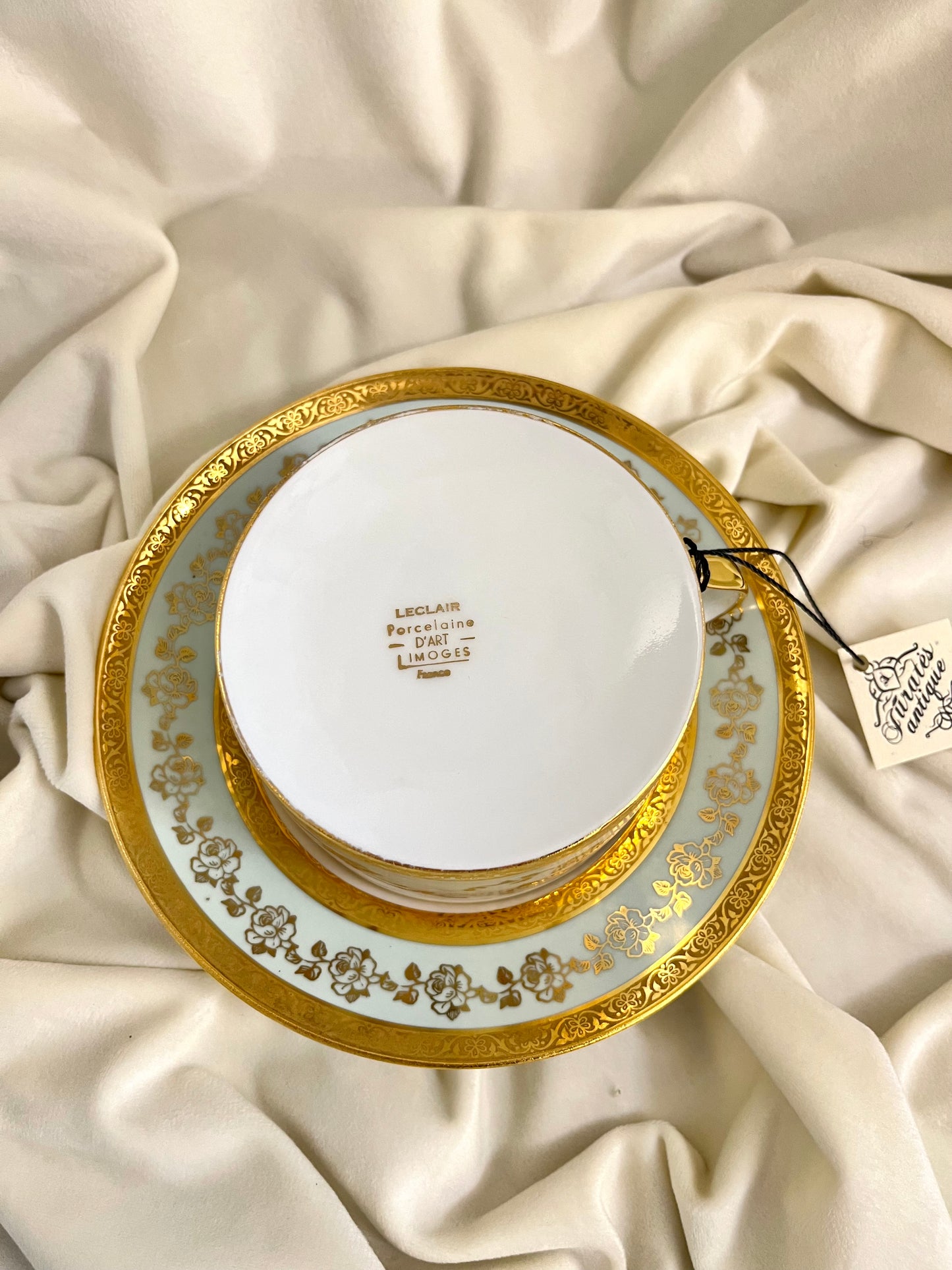 Didelis Limoges porcelianinis puodelis su lėkštute(400ml)