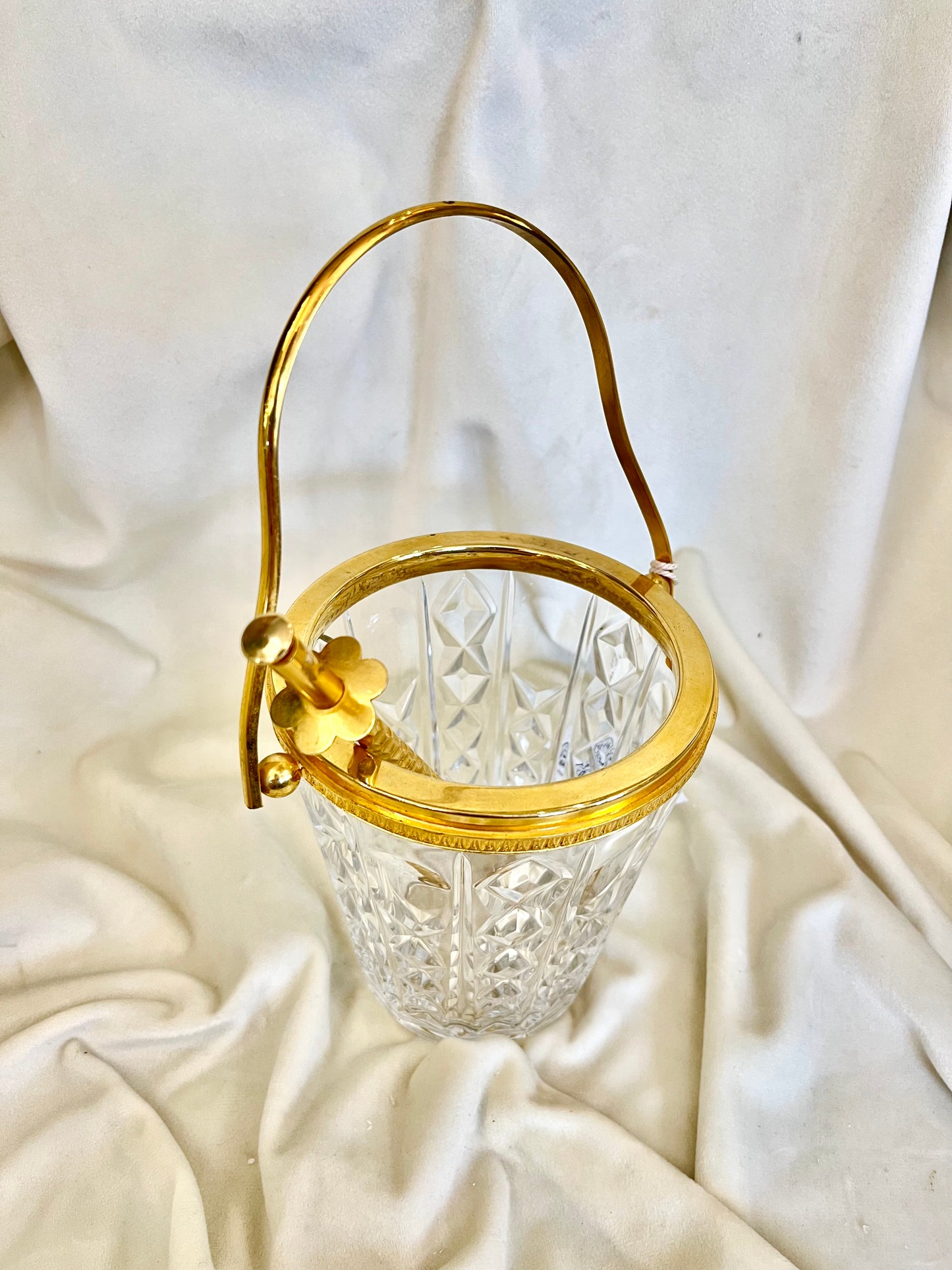 Val Saint Lambert krištolinis kibirėlis su žnyplėmis