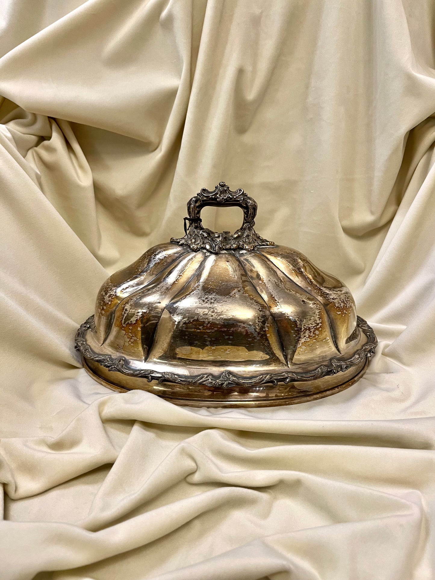 Sidabru dengtas patiekalų dangtis