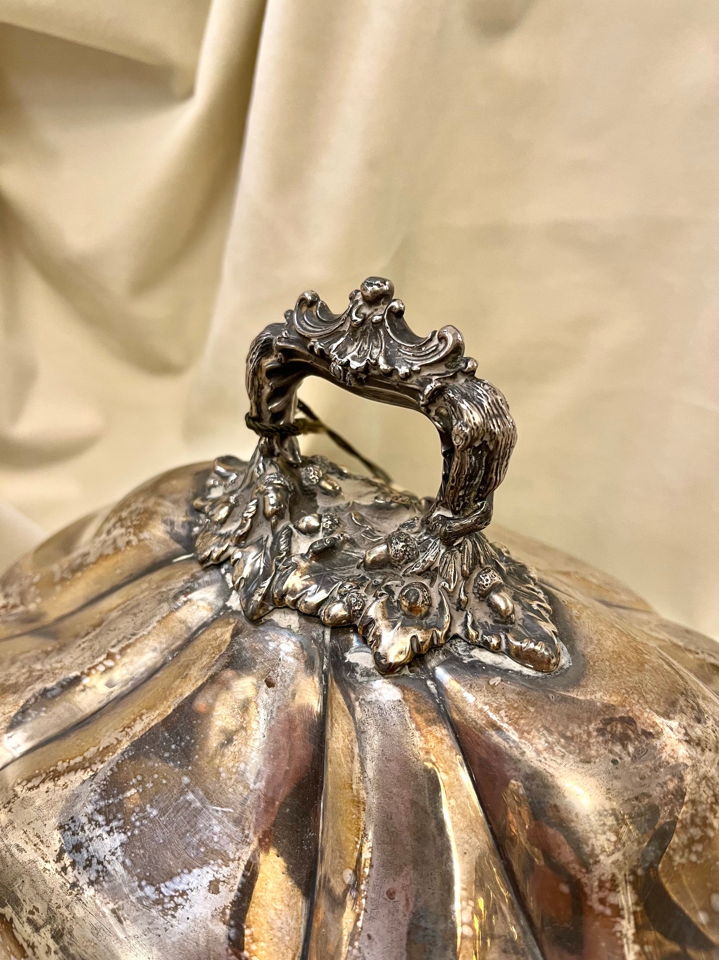 Sidabru dengtas patiekalų dangtis