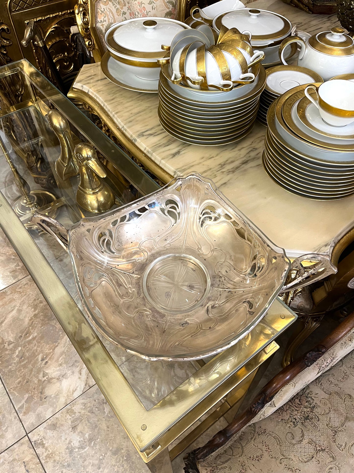 Sidabruotas Art Nouveau stiliaus indas