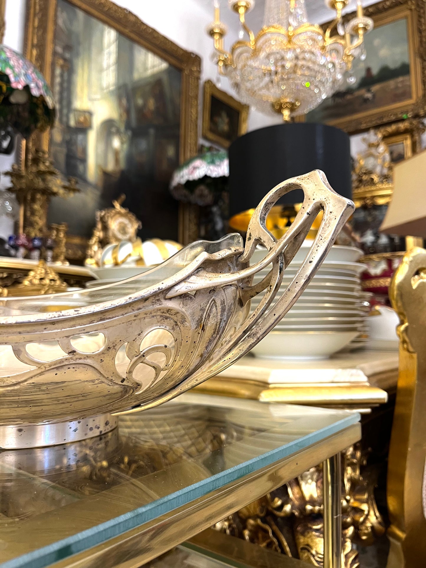 Sidabruotas Art Nouveau stiliaus indas