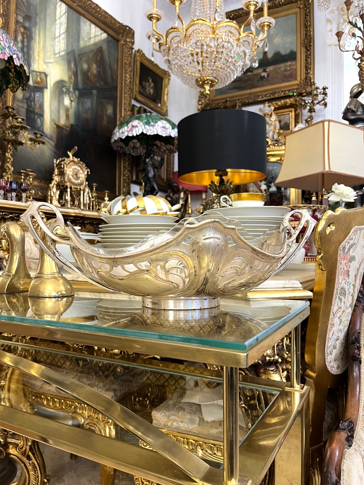 Sidabruotas Art Nouveau stiliaus indas