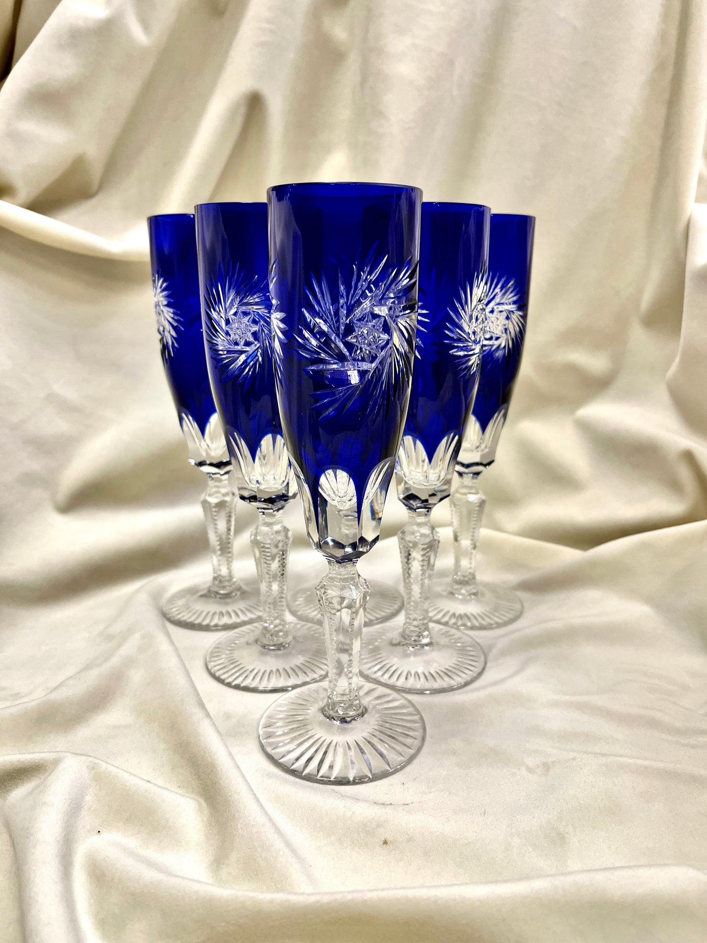 Krištolinių šampano taurių rinkinys