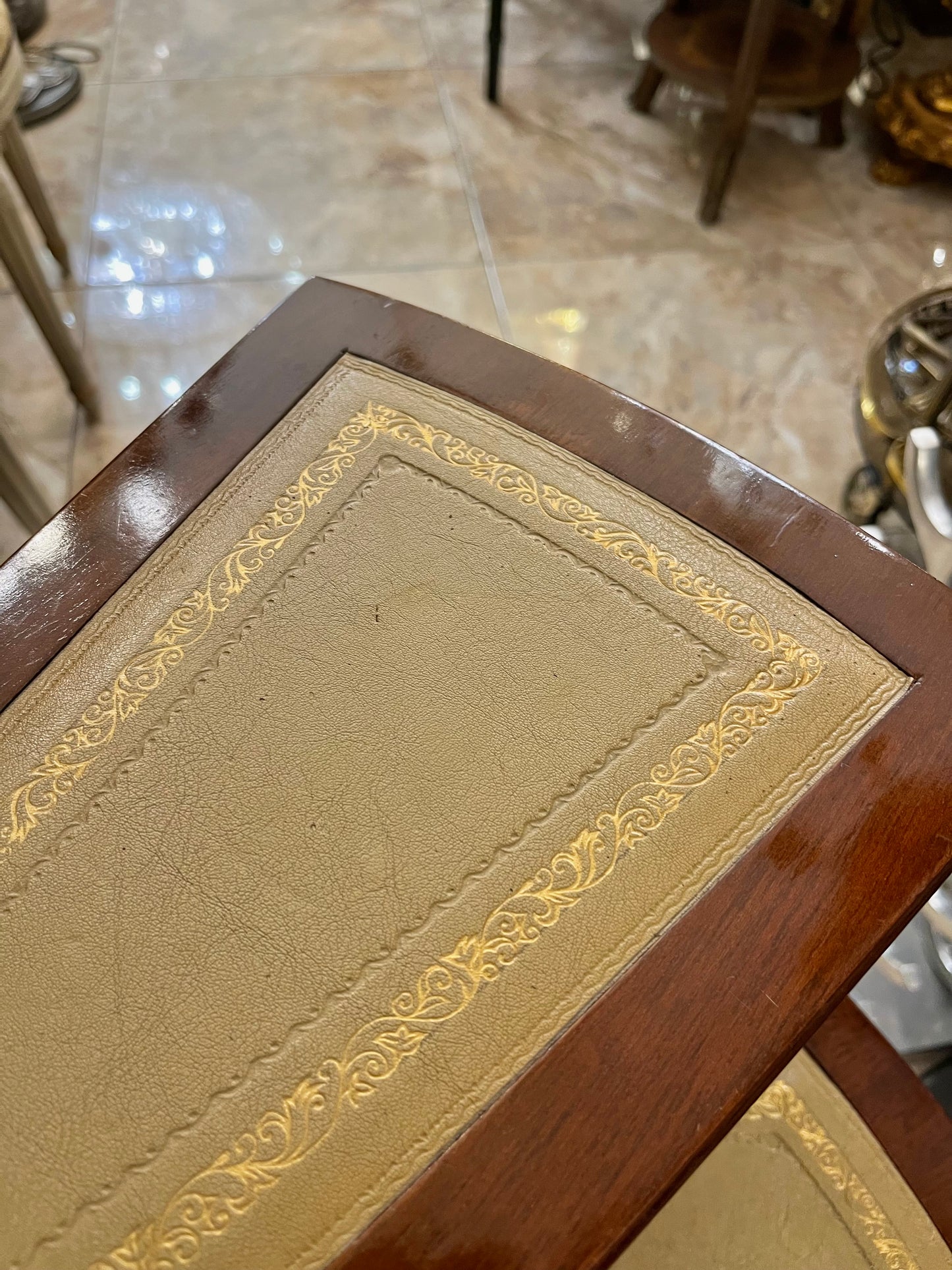 Antikvarinio stiliaus bibliotekos laipteliai su odinėmis pakopomis