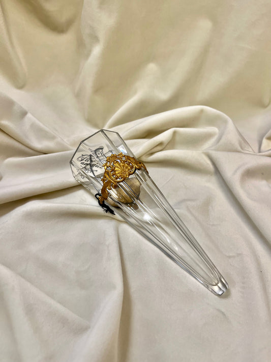 Krištolinė kabinama vazelė su bronzos dekoru