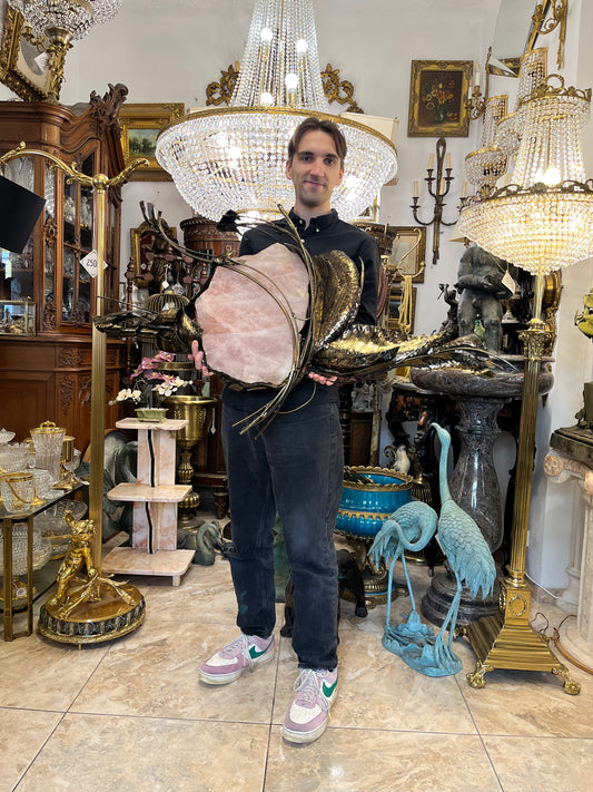 Marc D’Haenens bronzos ir rožinio kvarco šviestuvas