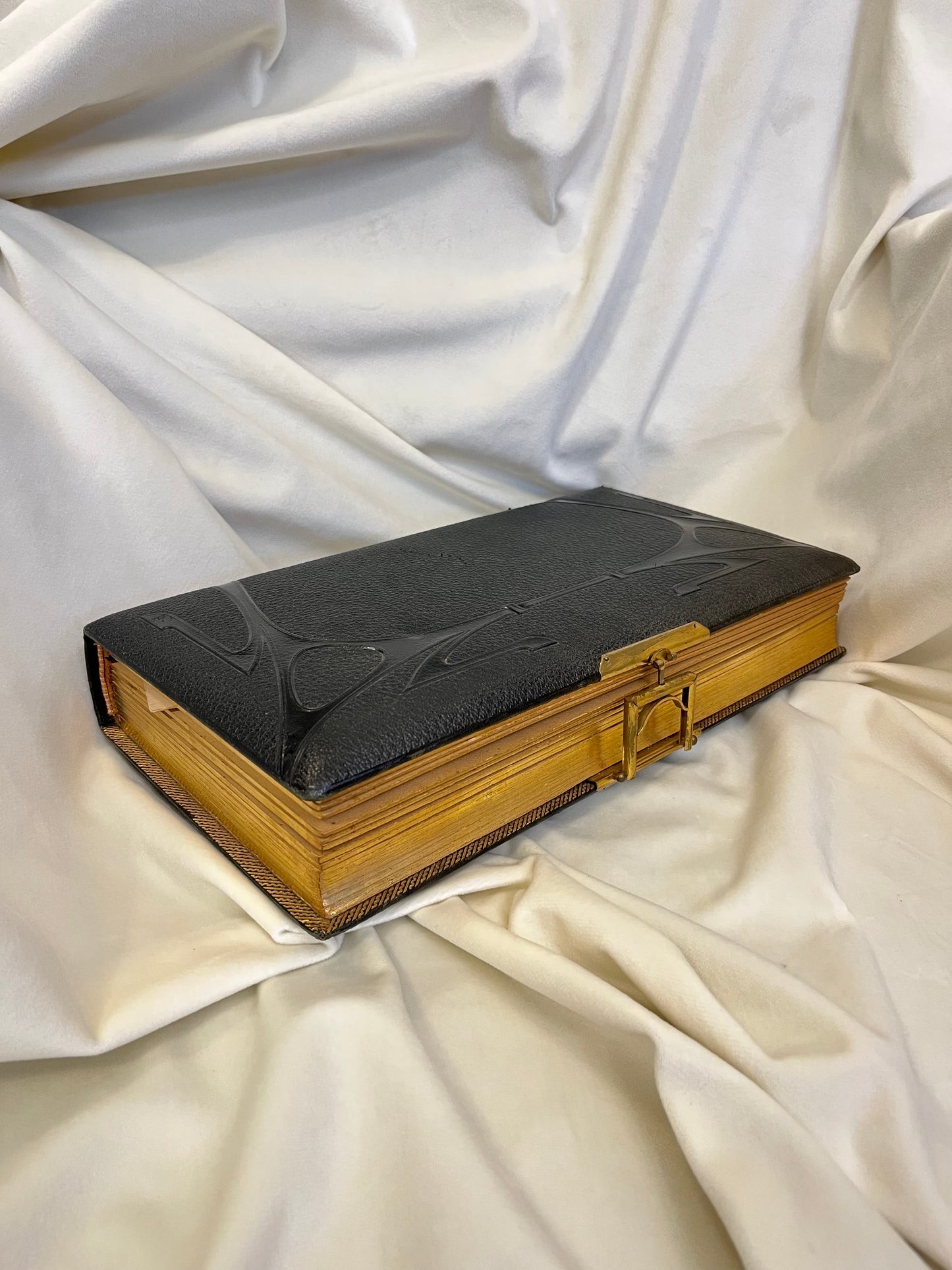 Antikvarinis nuotraukų albumas su odiniu viršeliu